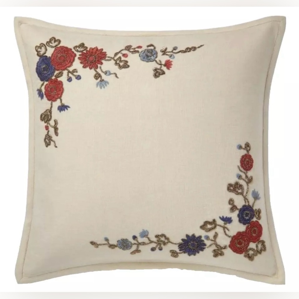 NWT RALPH LAUREN HOME CHINESE FLORAL THROW PILLOW GOLD THREAD EMBROIDERED